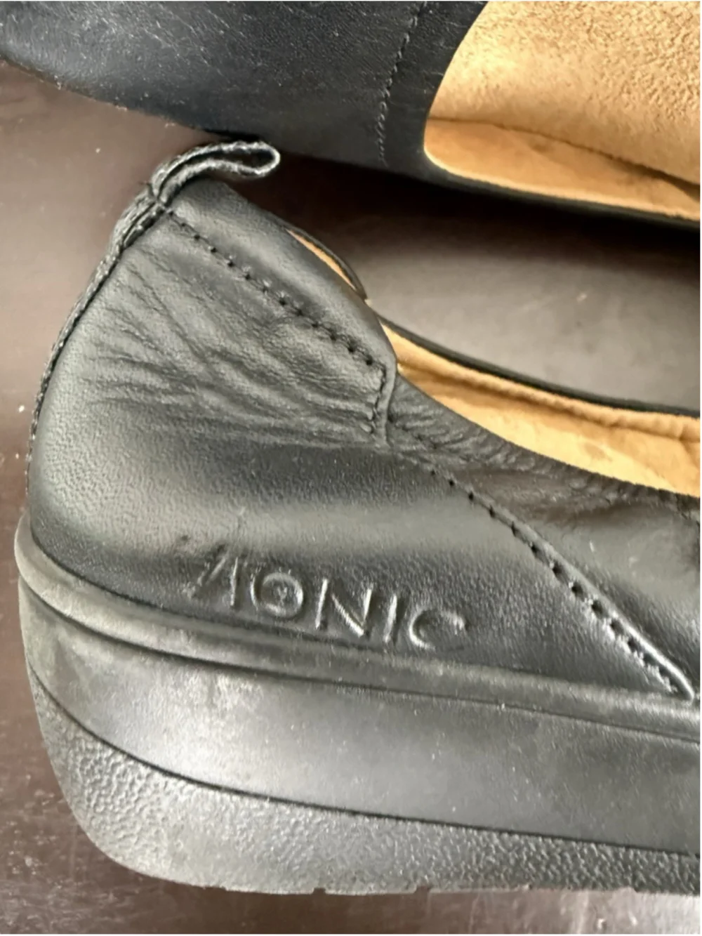 Vionic Jacey Wedge Ballet Shoes Women 8 Black Leather Comfort Slip On Work Chic